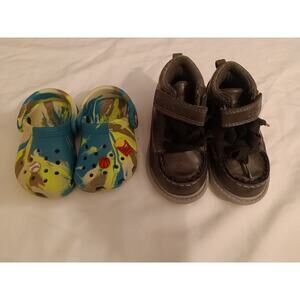 Toddler Boys Shoe Lot Size 4 Crocs Clogs & Carter’s Brown Boots Pre-Owned